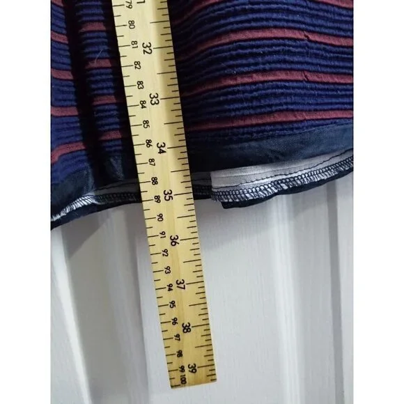 Maeve by Anthropologie Navy Burgundy Stretch Dress Pockets Size 2 EUC - Picture 7 of 9